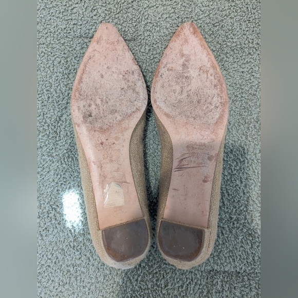 Prada Beige Tan Crochet Floral Embellished Raffia Pointed Toe Flats Size 7.5 - Picture 11 of 12